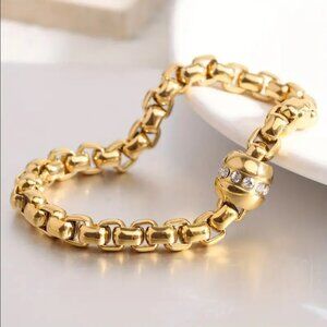 8" Womens 14K Gold 2ct Diamond Bike Chain Bracelet 14 Karat Silver 2 ct Jewelry